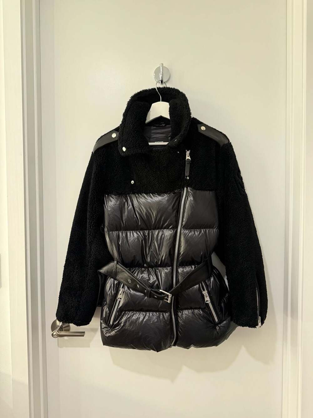 Mackage Rune Moto Mixed-Media Sherpa and Down Puffer Jacket
